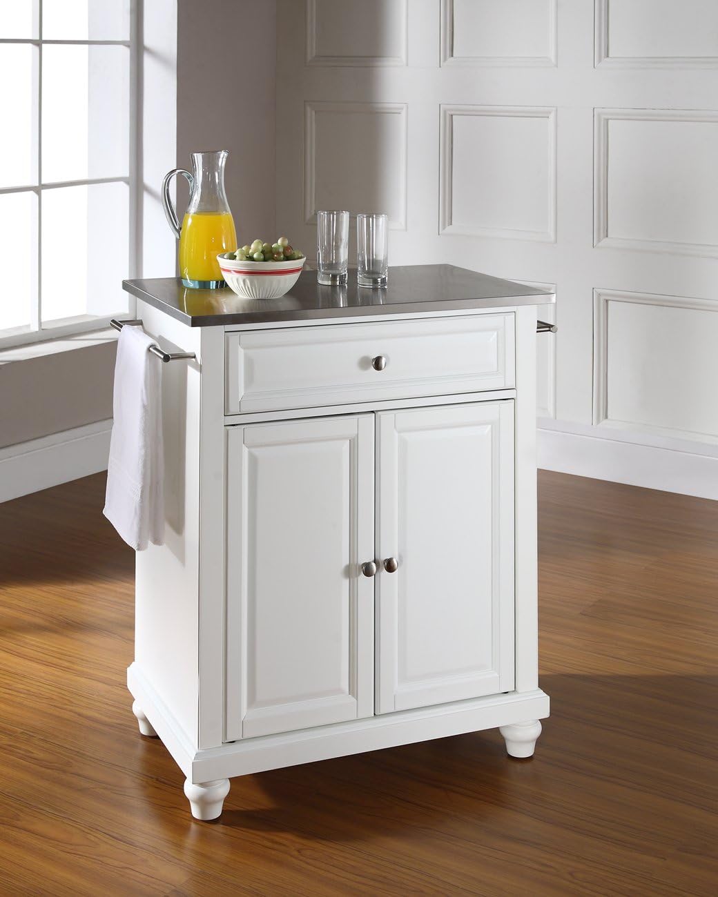 White Kitchen Island with Solid Gray Granite Top F51950