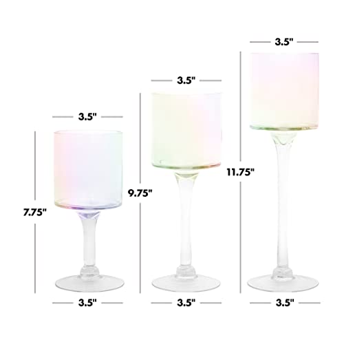 Tall Candle Holder Set Of 3 Clear Glass Y3813