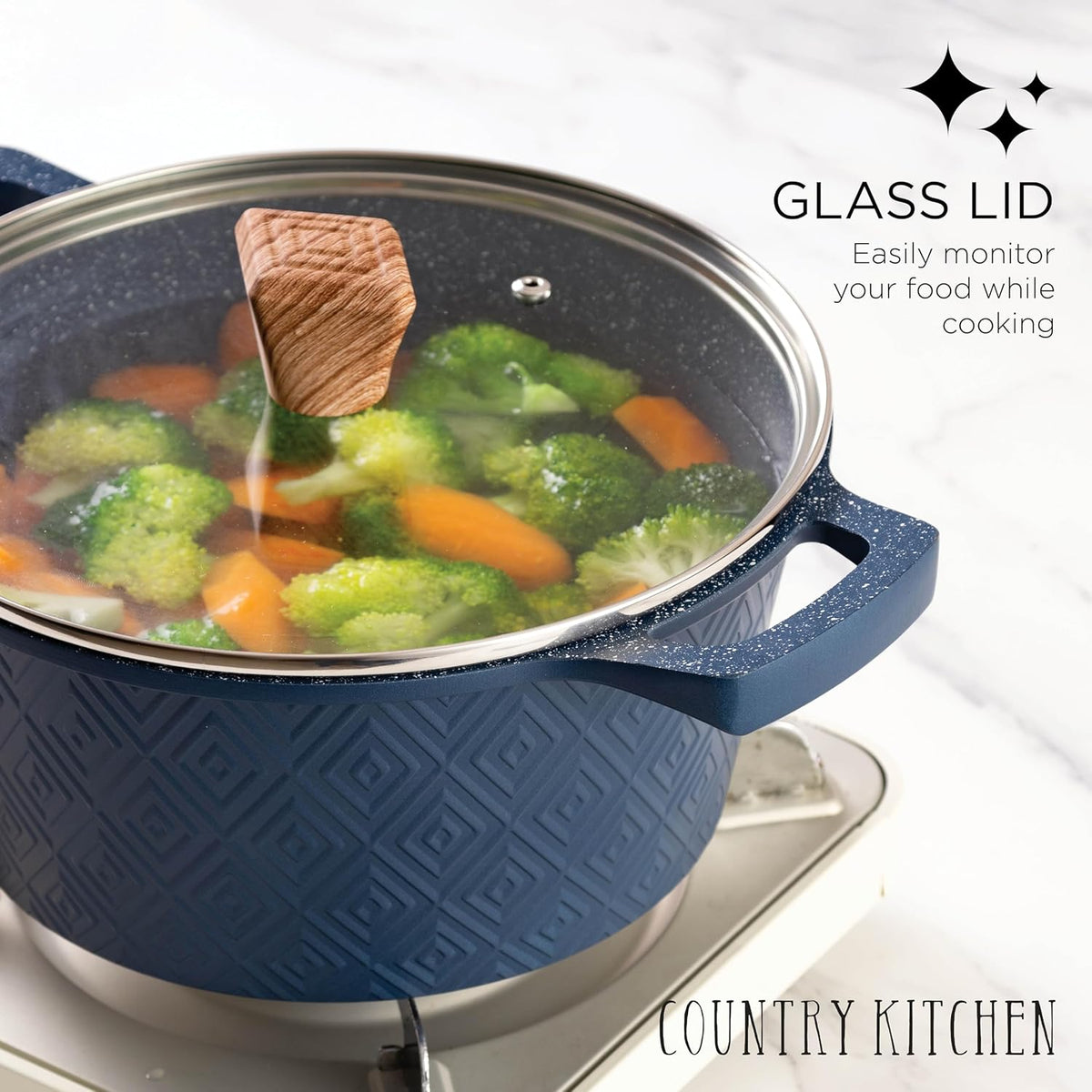 13 Piece Nonstick Cast Aluminum Induction Cookware Set with Glass Lids X446764
