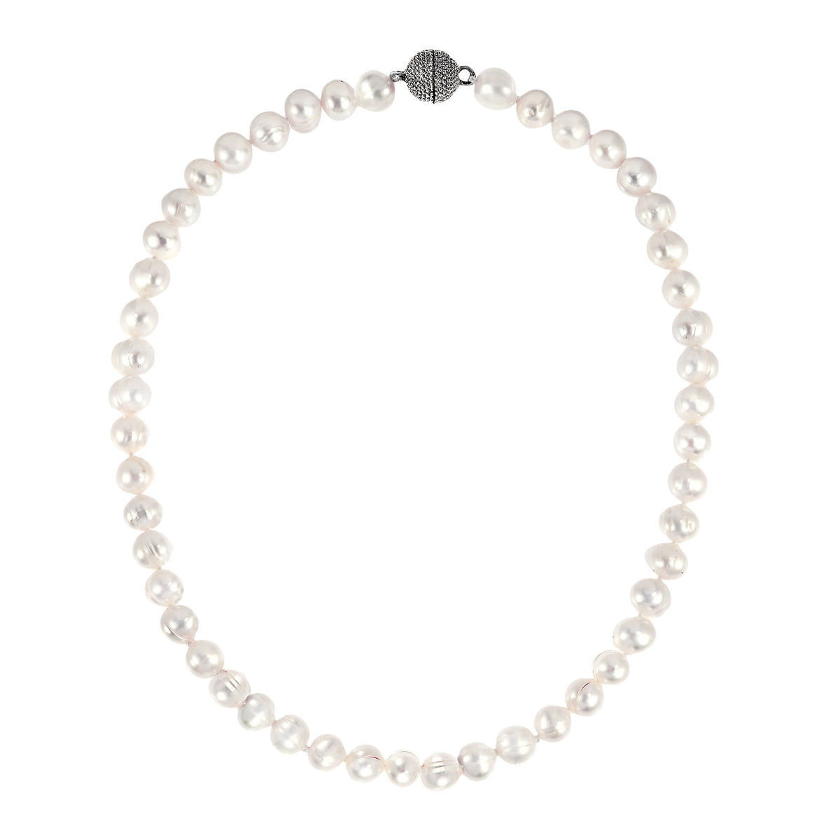 Natural Freshwater White Pearl Sterling Silver Necklace I892