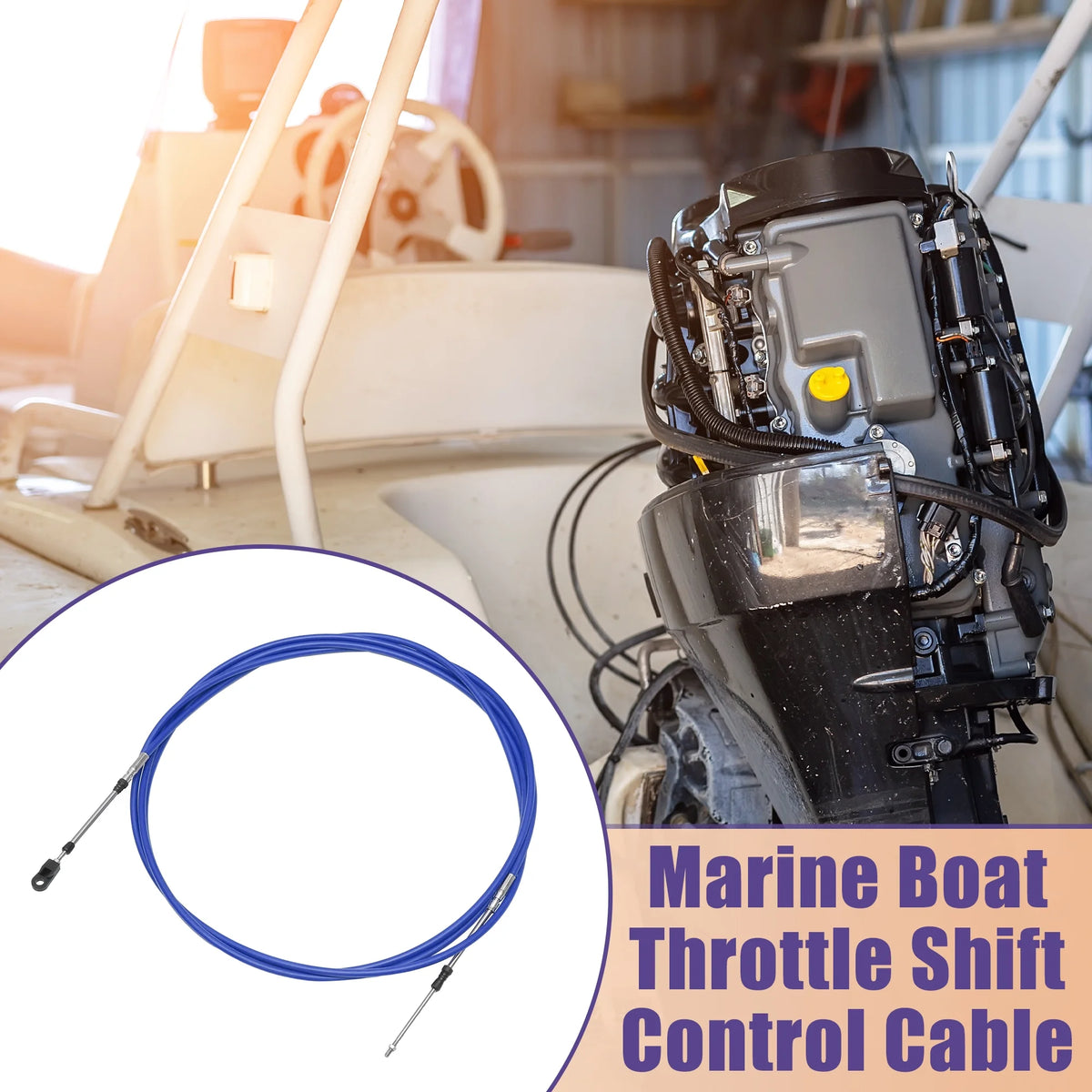 2 Pcs 500cm Marine Boat Throttle Shift Control Cable Blue S54916