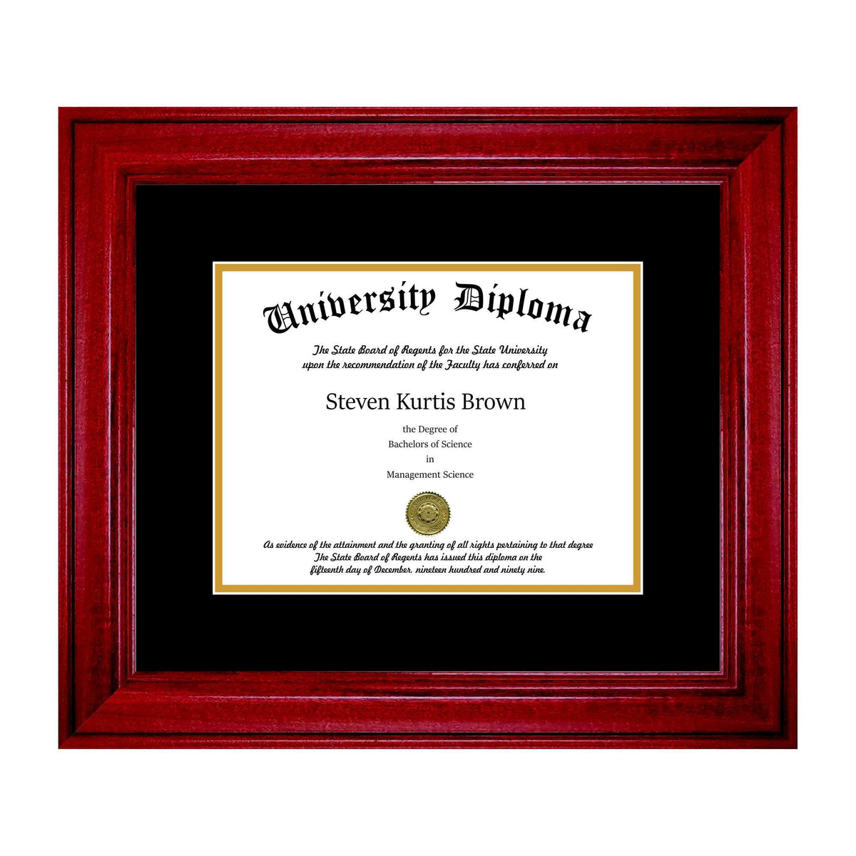 Single Diploma Frame with Double Matting for 17x22 x 14x22 Tall Diploma with Cherry Frame U78304