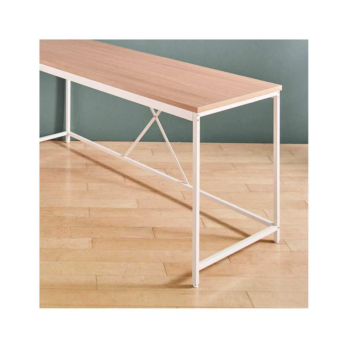 Dark Gray and Ivory Wood and Metal Corner Desk Y394016