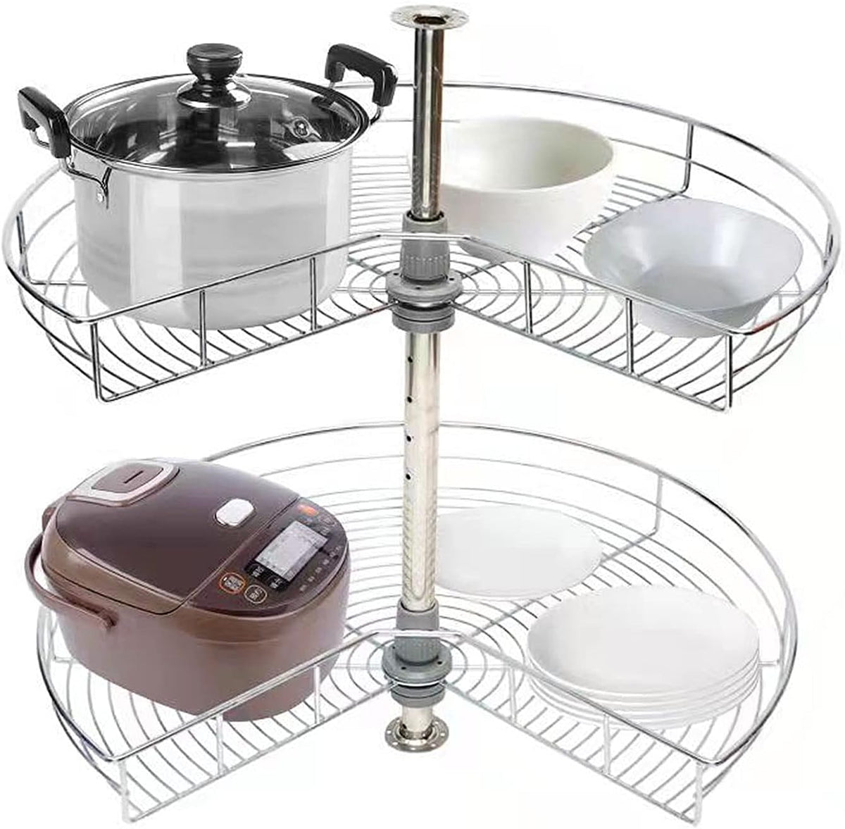 28'' 2 Tier Stainless Steel Lazy Susan Corner Shelf M63954