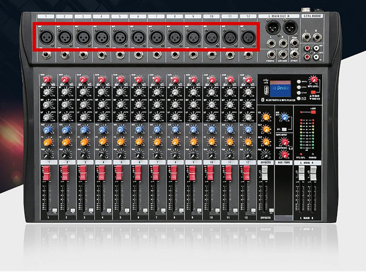 12 Channels Live Audio Mixer Bluetooth USB DJ Sound Mixing Console D711302