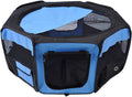 Fabric Pet Playpen Blue and Black M554358