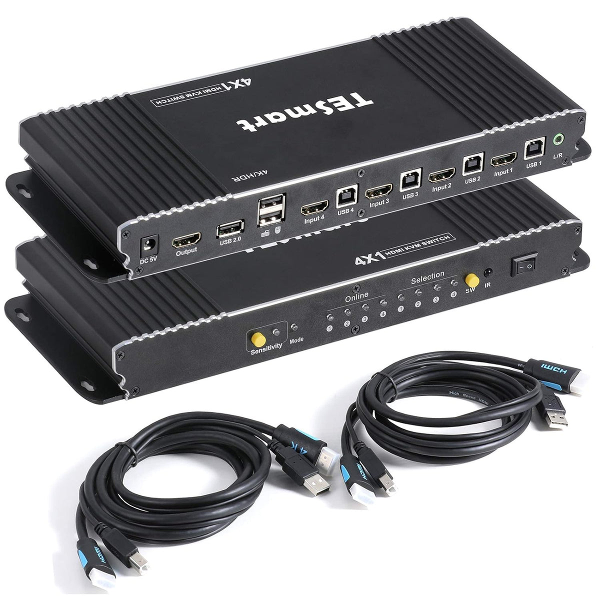 HDMI KVM Switch 4 Port 4K@60Hz Black W397