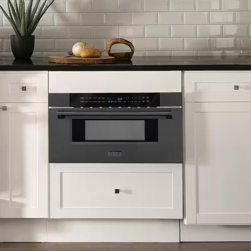 1000-Watt Built-In Microwave Drawer in Black Stainless Steel M6454