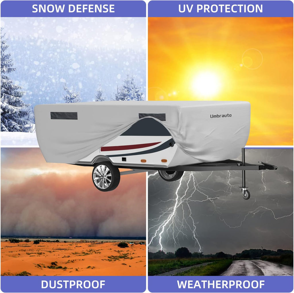 Gray Waterproof Pop Up Camper Cover for 10' - 12' Trailers Y5470