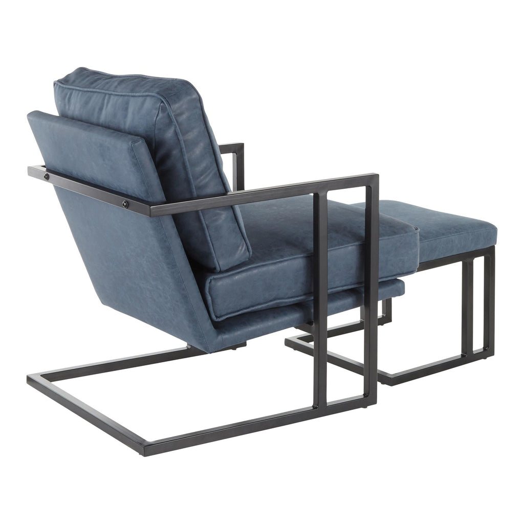Black/Blue Lounge Chair And Ottoman Set B2605