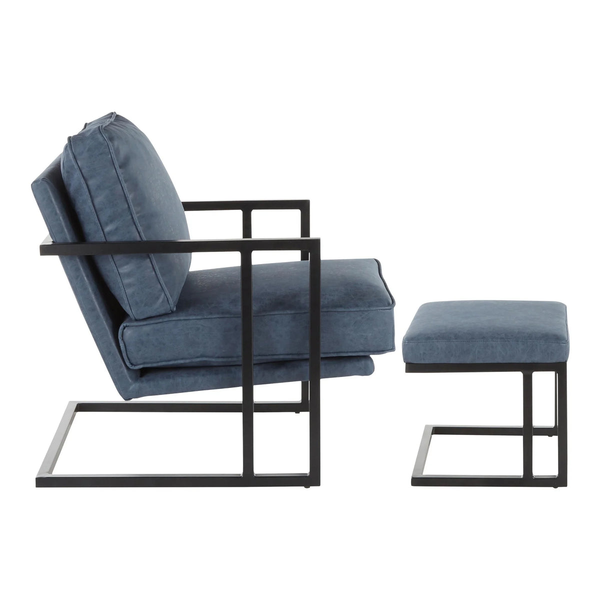Black/Blue Lounge Chair And Ottoman Set B2605