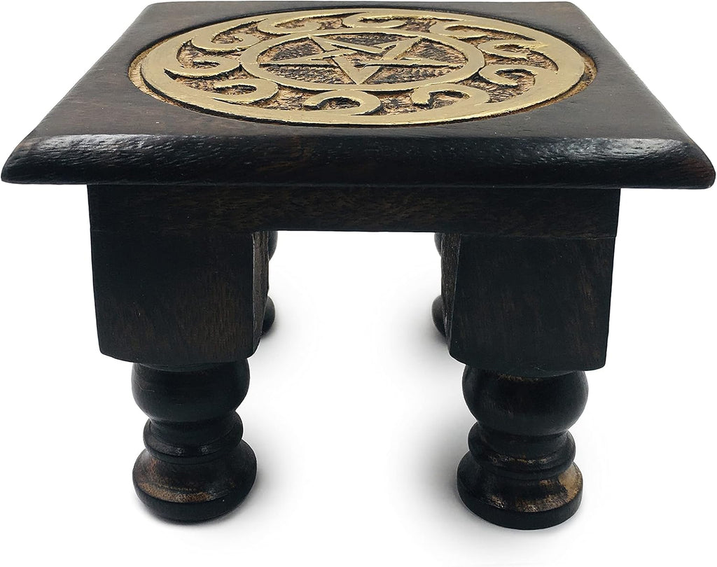 Painted Black Carved Wooden Altar Table with Gold Design Z3529