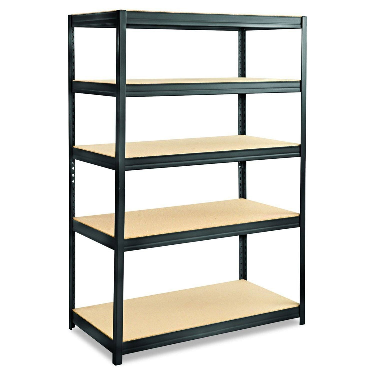 Boltless Steel and Particleboard Shelving 48 W x 24 D 72 H with 5 Shelves Black Y624753
