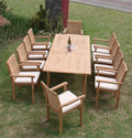 11 Pc Teak Dining Set with 10 Stacking Arm Chairs B34910