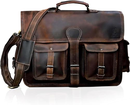 Dark Brown Leather Briefcase Crossbody Bag M664070