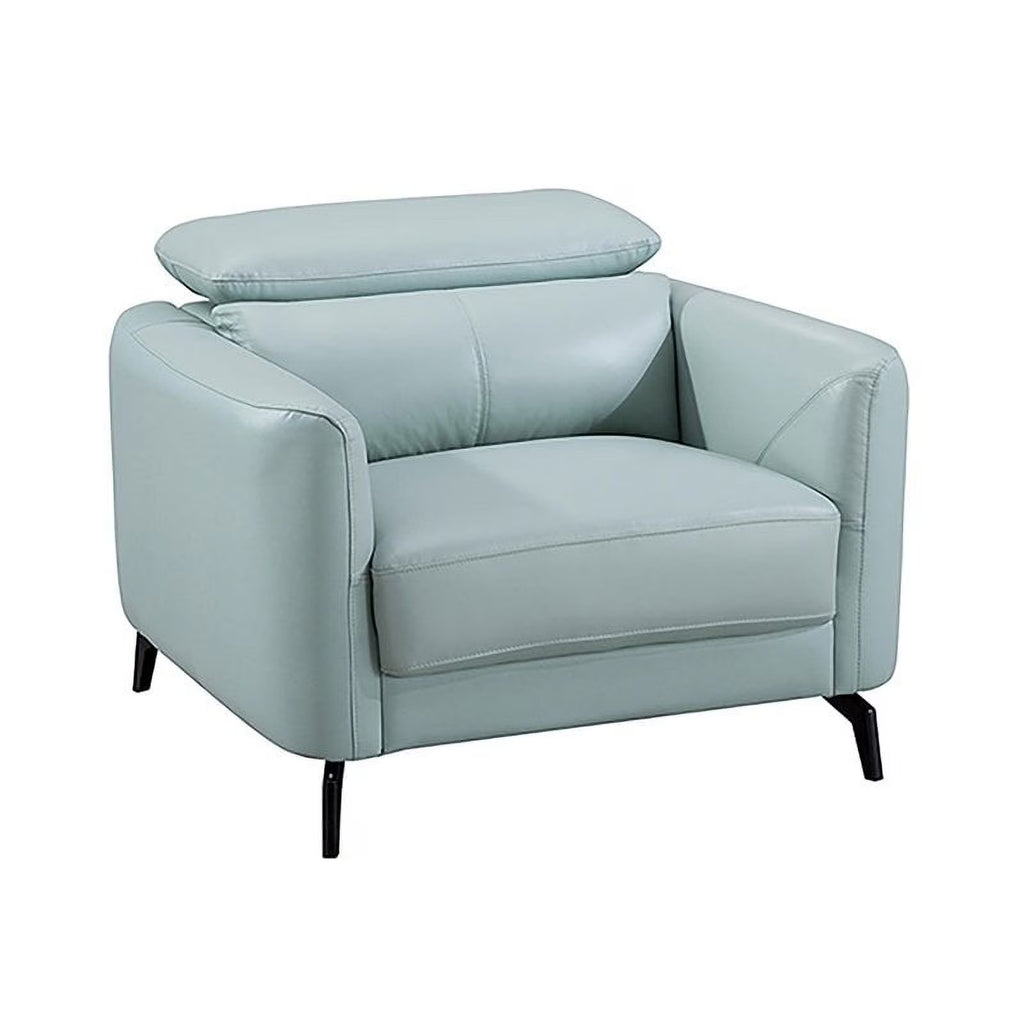 Genuine Leather Accent Chair in Light Teal C36047