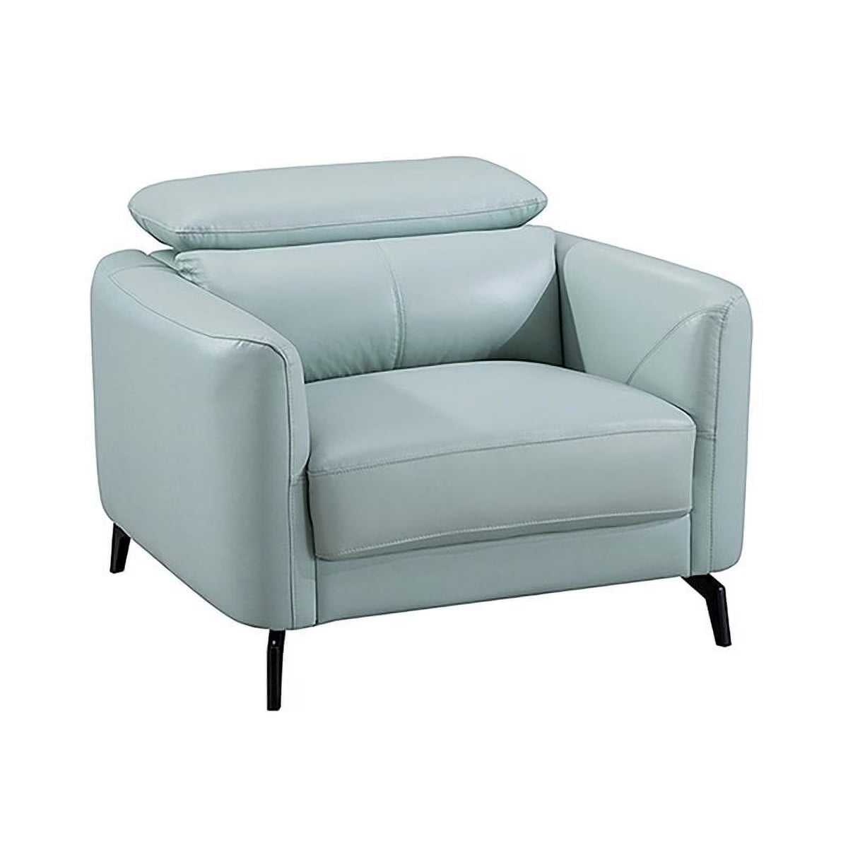 Genuine Leather Accent Chair in Light Teal C36047