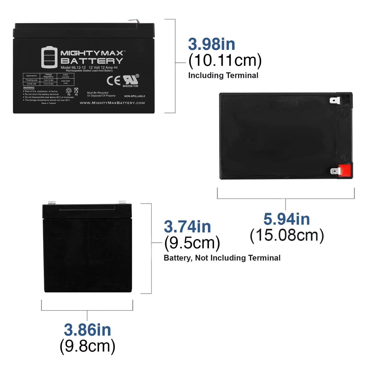 12V 12AH Deep-Cycle Rechargeable Battery D426325
