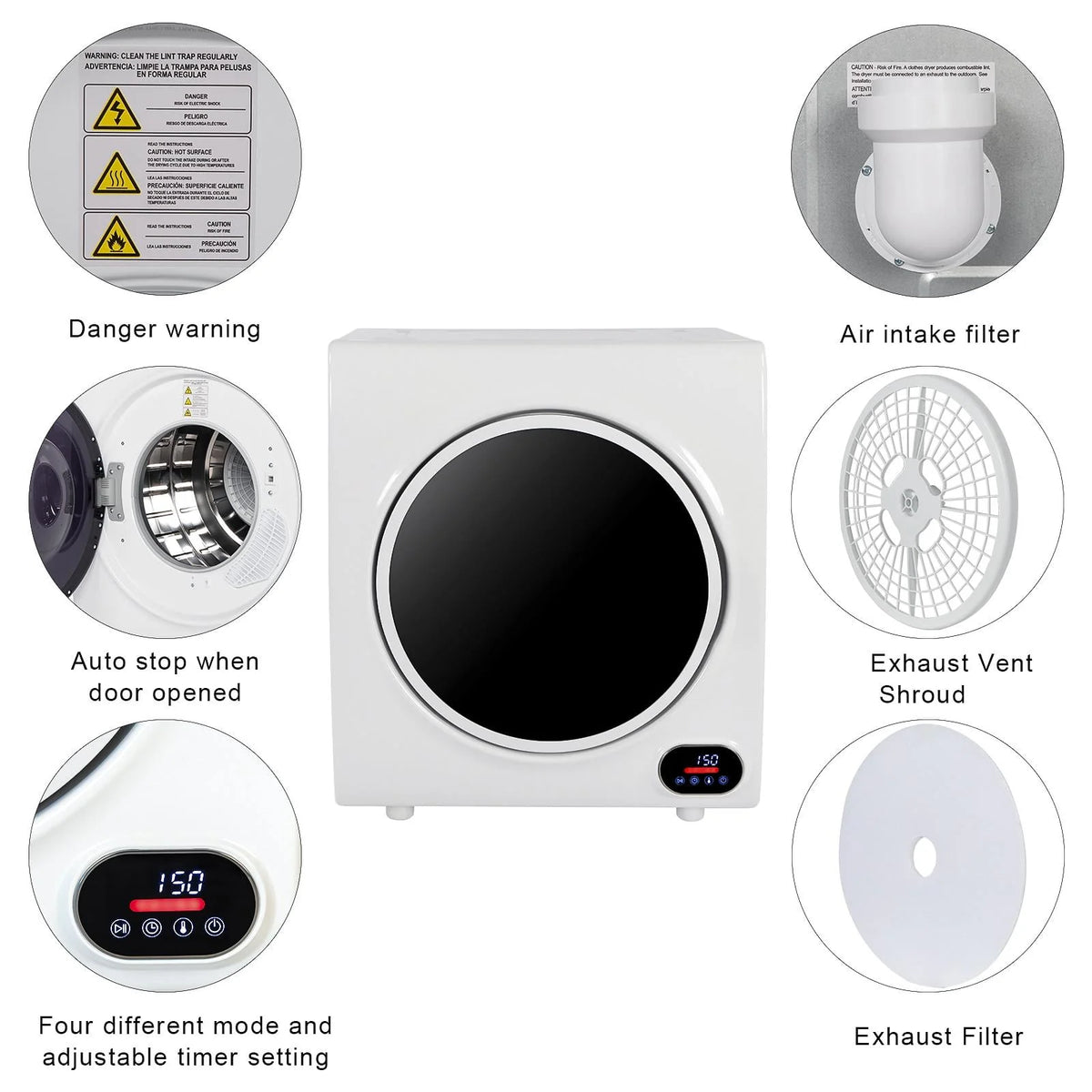 Compact Portable Clothes Dryer with LED Display Y55237