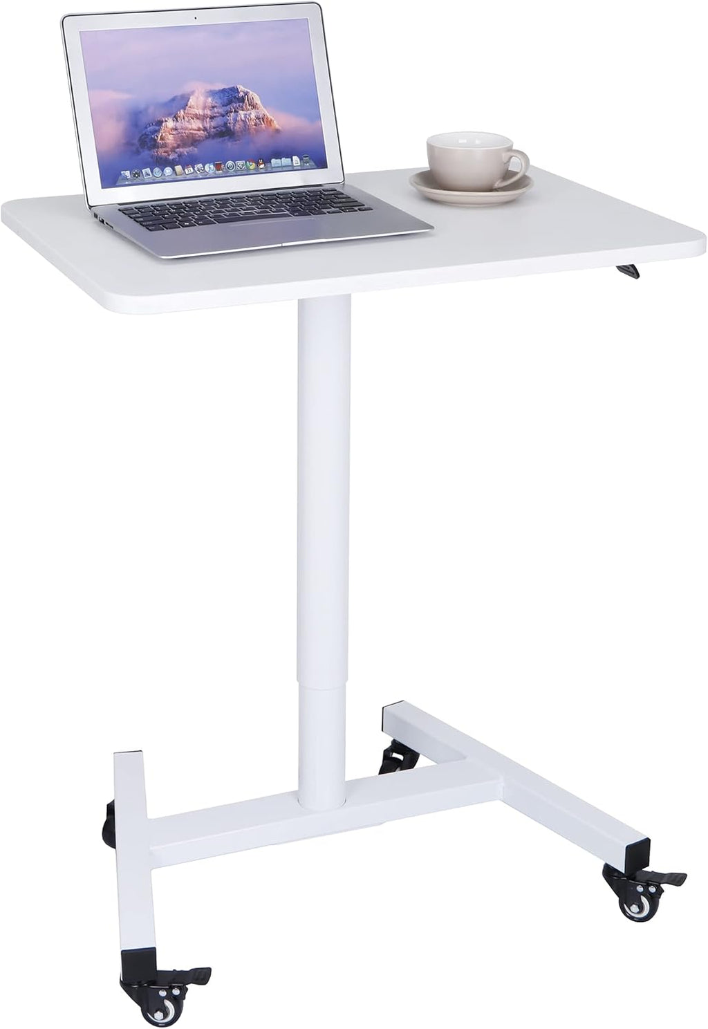 28 Inch Pneumatic Height Adjustable Rolling Standing Desk Cart Black O411273