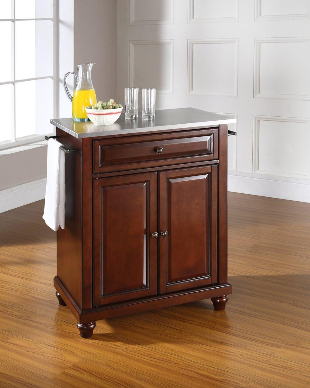 White Kitchen Island with Solid Gray Granite Top F51950
