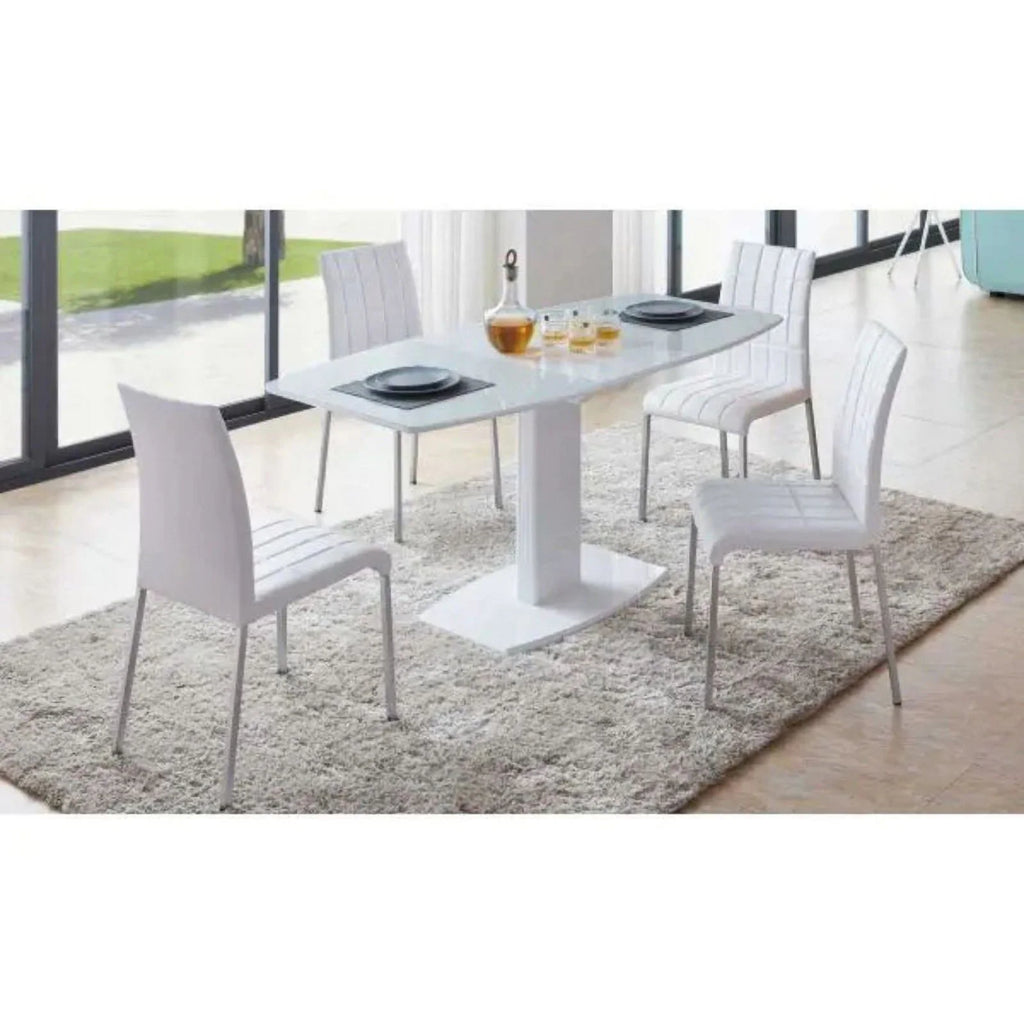 White 7-Piece Dining Table and Chair Set D688