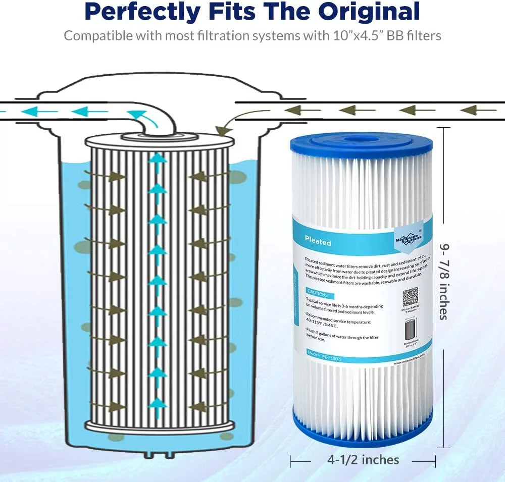 10" x 4.5" Pleated Sediment Water Filter Replacement, Pack of 2 S799196