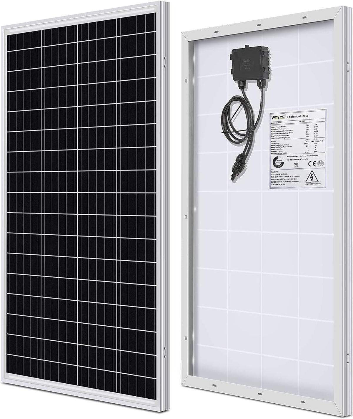 100 Watt 12 Volt Monocrystalline Solar Panel Starter Kit D794