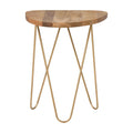 Natural Wood Accent Side Table with Gold Hairpin Legs Y3828