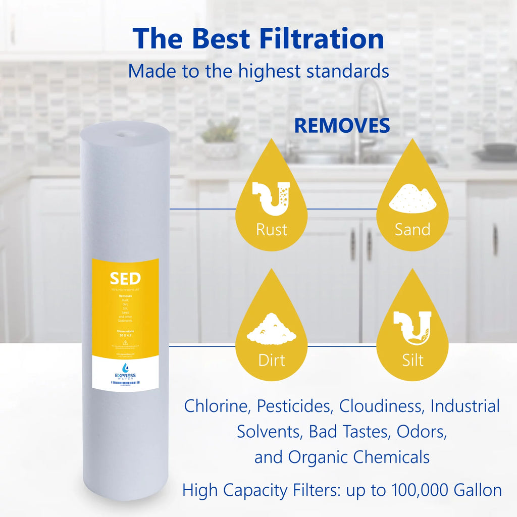 Sediment Replacement Filter 5 Micron 4.5" x 20" Water Filter E5087