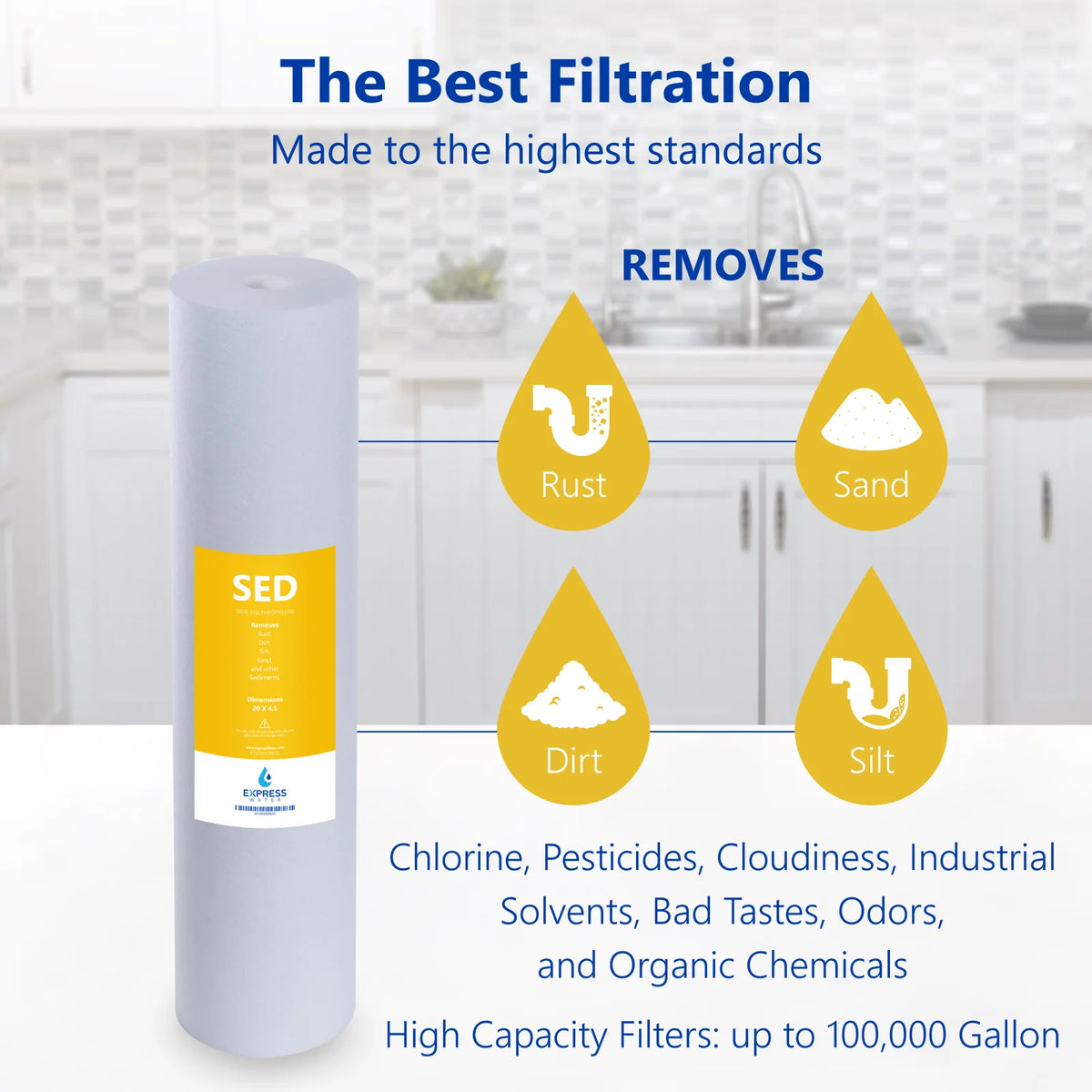 Sediment Replacement Filter 5 Micron 4.5" x 20" Water Filter E5087