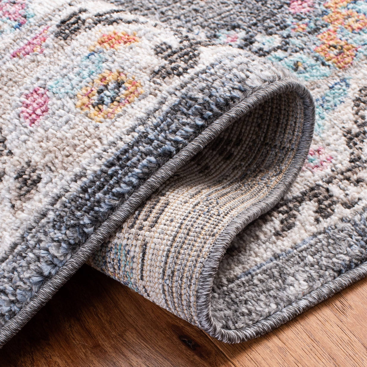 Ivory / Grey Round Rug W12509