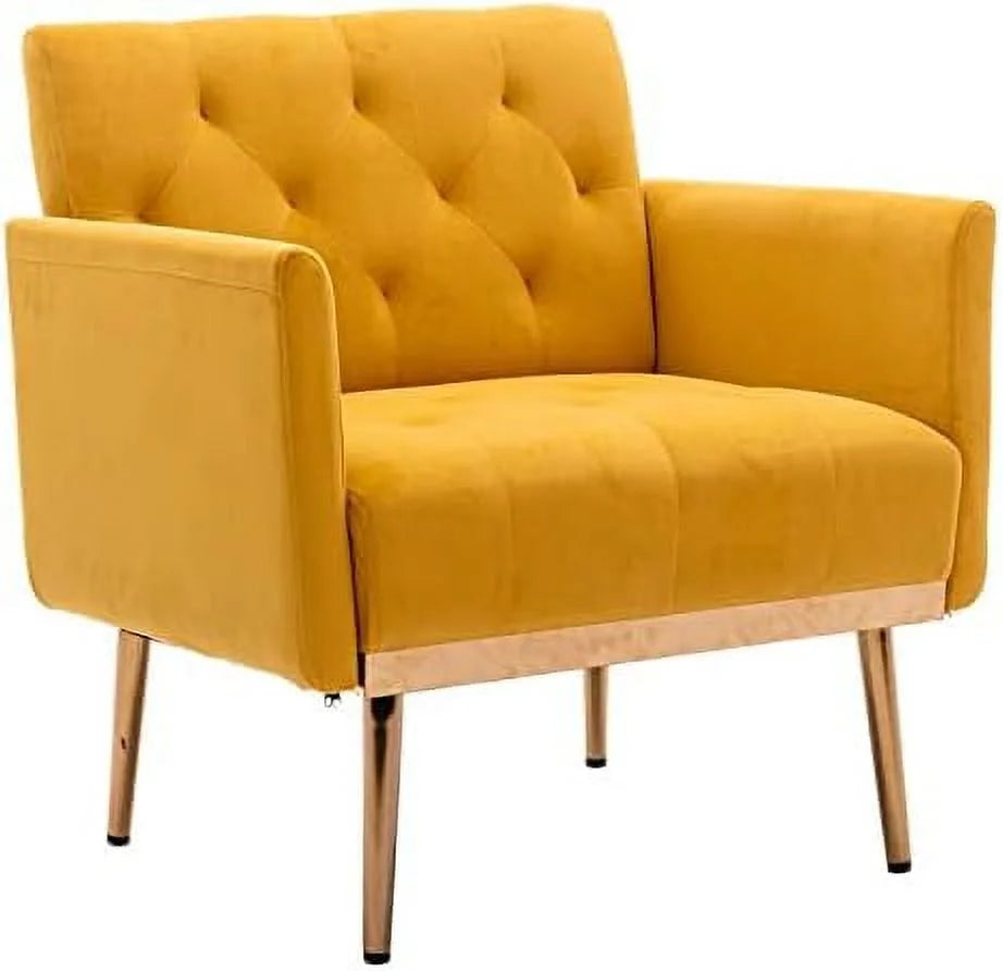 Yellow Velvet Accent Chair with Metal Legs H9678