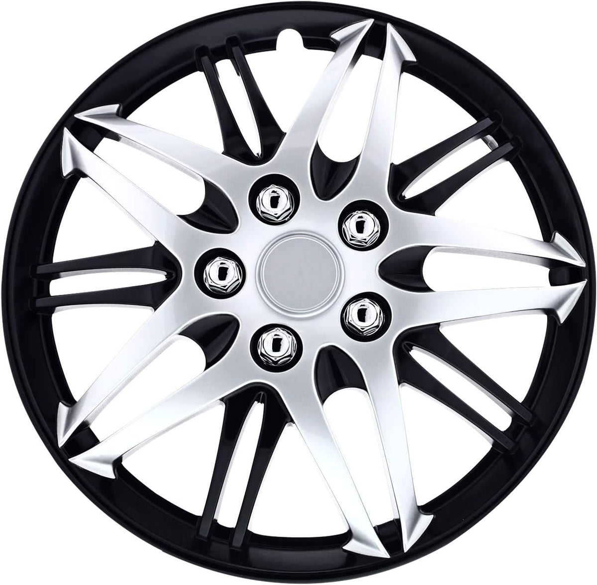Black and Chrome 14 Inch Wheel Covers Set of 4 O4963
