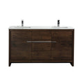 60 in. Double Sink Rose Wood Bathroom Vanity with White Quartz Counter-Top H665