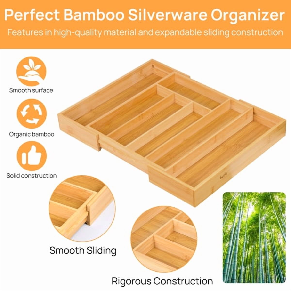 Bamboo Kitchen Drawer Organizer I6195