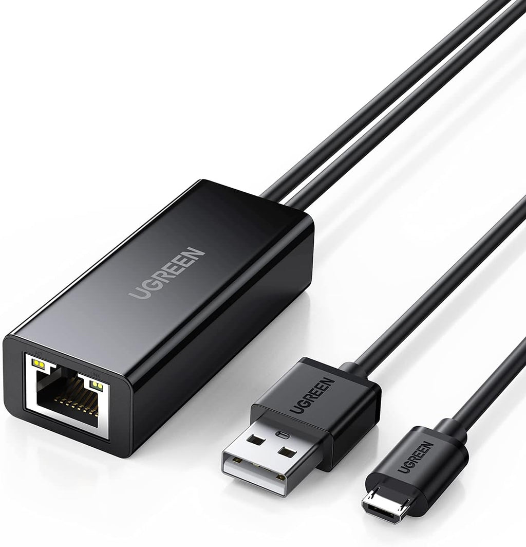 Micro USB to RJ45 Ethernet Network Adapter with USB Power Supply Cable 3.3ft P897975