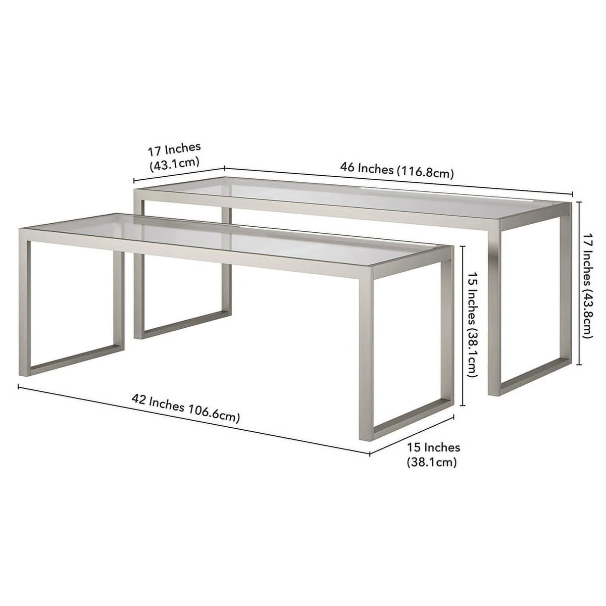 Gray Metal Glass Top Nested Coffee Table L432