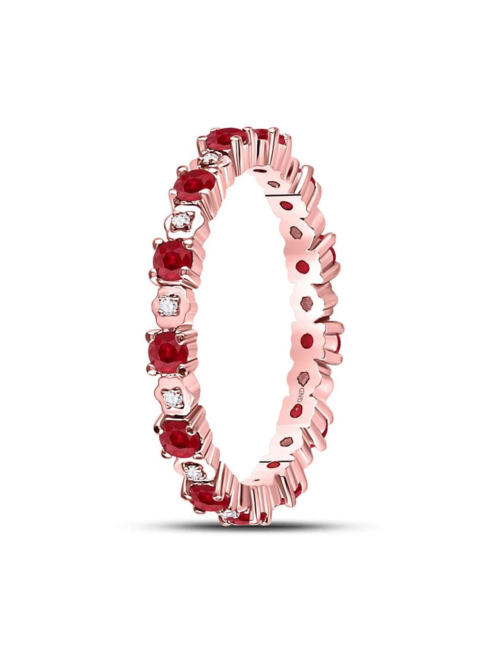 Rose Gold Ruby Diamond Eternity Stackable Band Ring G611278