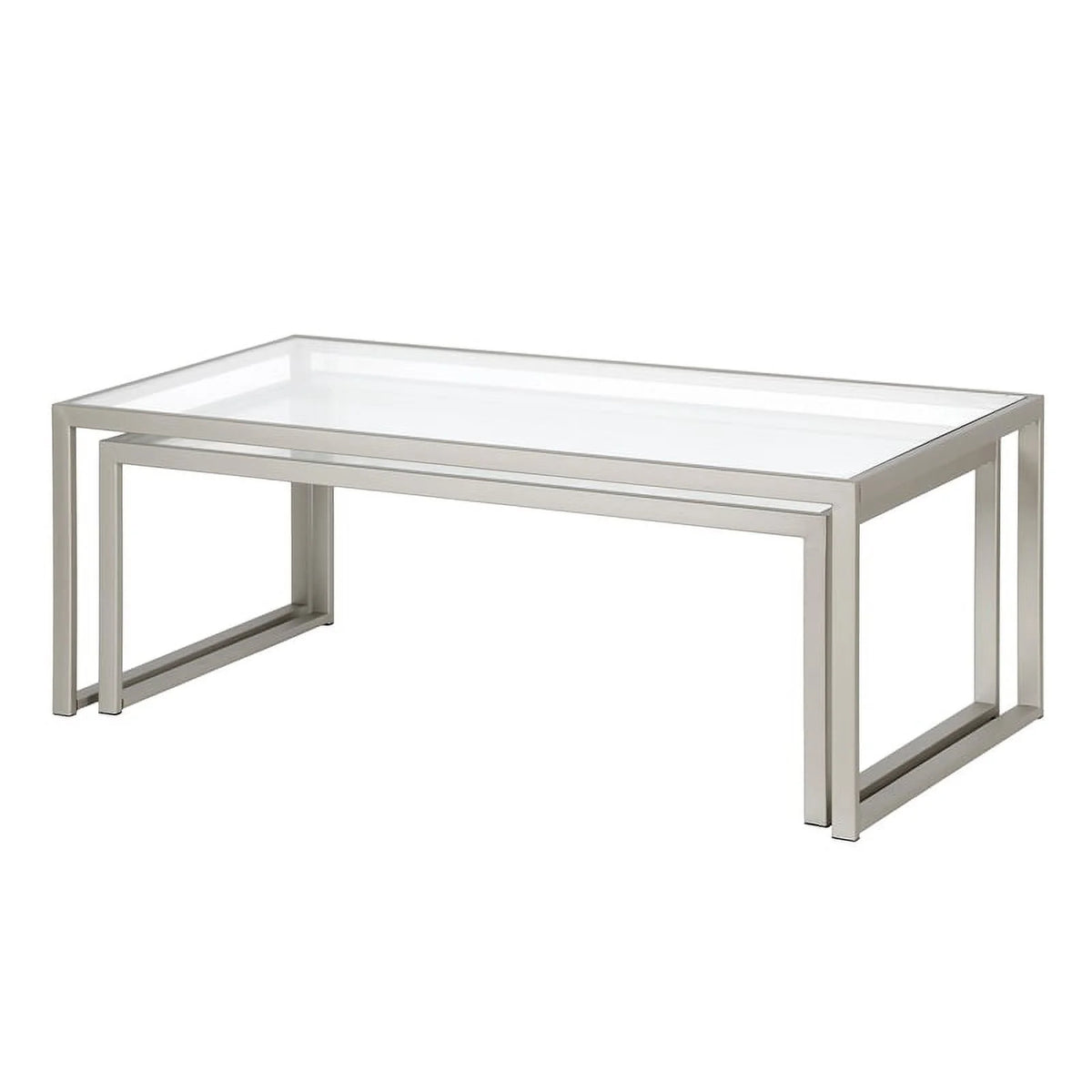 Gray Metal Glass Top Nested Coffee Table L432
