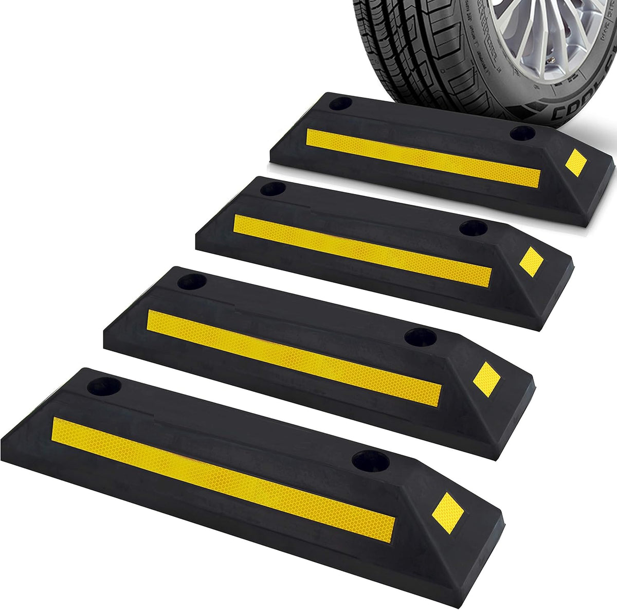 Heavy Duty Rubber Parking Stopper, Pack of 2 J201