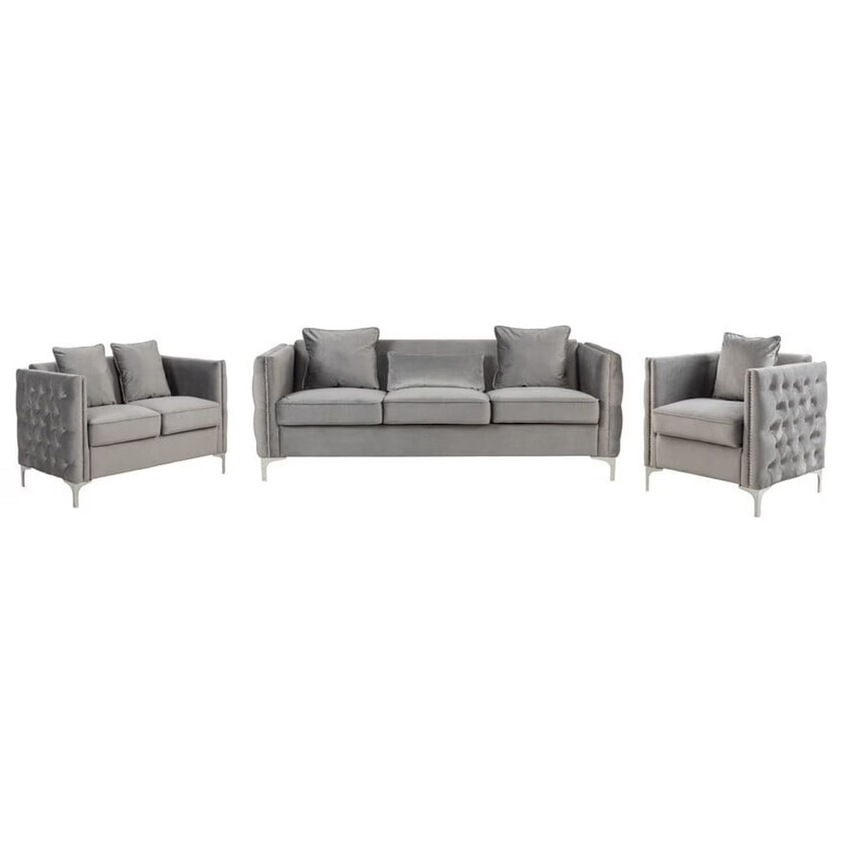 Pink Velvet Sofa Loveseat Chair Set S911
