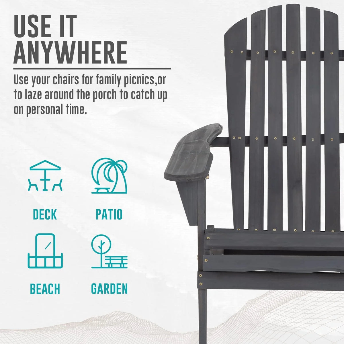 Folding Adirondack Chair Set of 2 Grey R440705