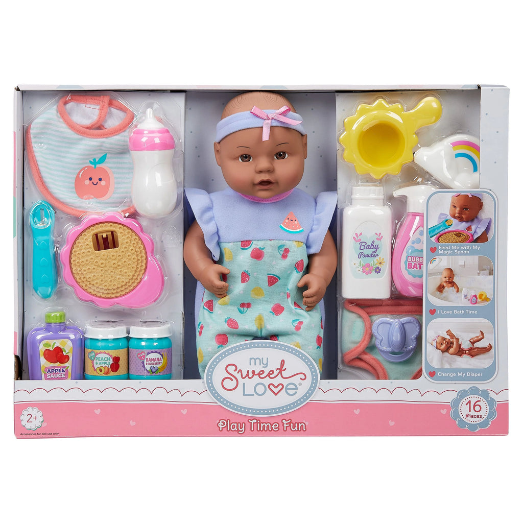 12.5 inch 16 Pieces Play Set, Dark Skin Tone, Brown Eyes Z41908