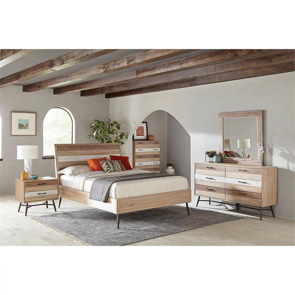 Brown Wood Eastern King Platform Bed Y726