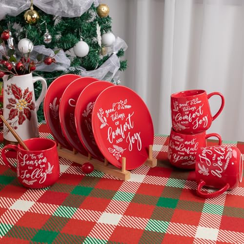 16 OZ Ceramic Christmas Coffee Mug Set of 6 S251