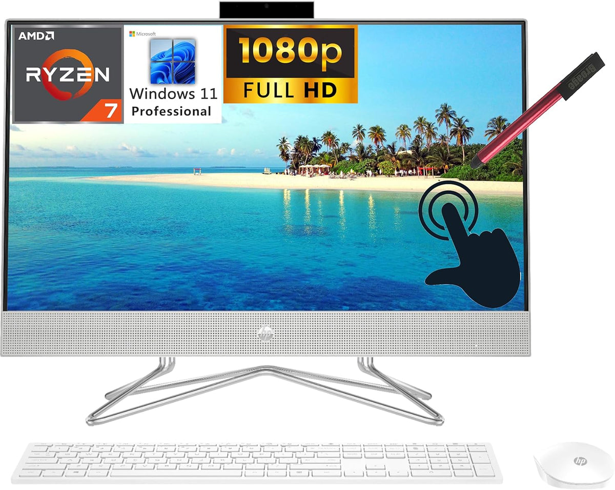 27" Touchscreen FHD All-in-One Desktop Computer, Octa-Core AMD Ryzen 7 5700U, 32GB DDR4 RAM, 1TB PCIe SSD, Windows 11 Pro T543