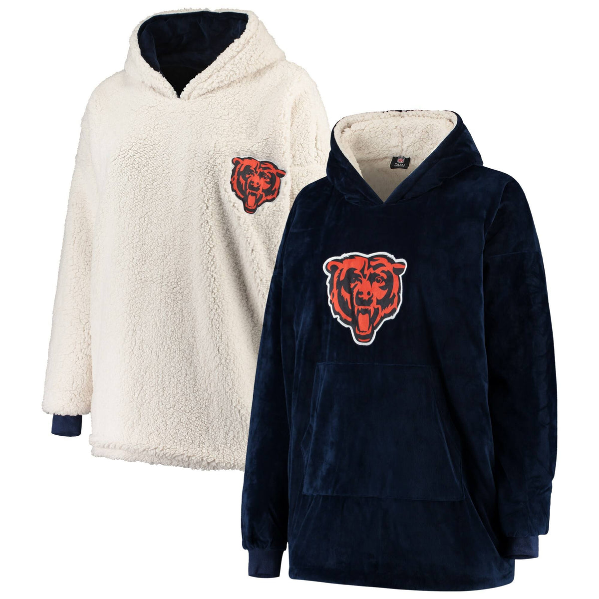 Navy White Reversible Sherpa Hoodie F4821