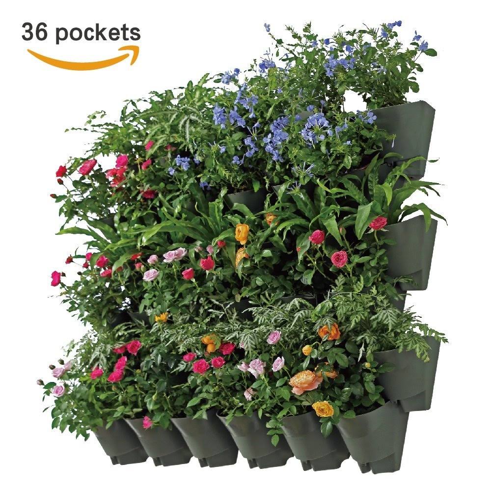 12 Pack 36 Pockets Self Watering Vertical Wall Hangers with Pots F37326
