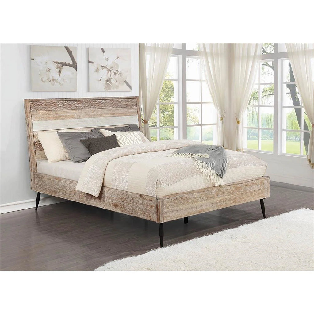 Brown Wood Eastern King Platform Bed Y726